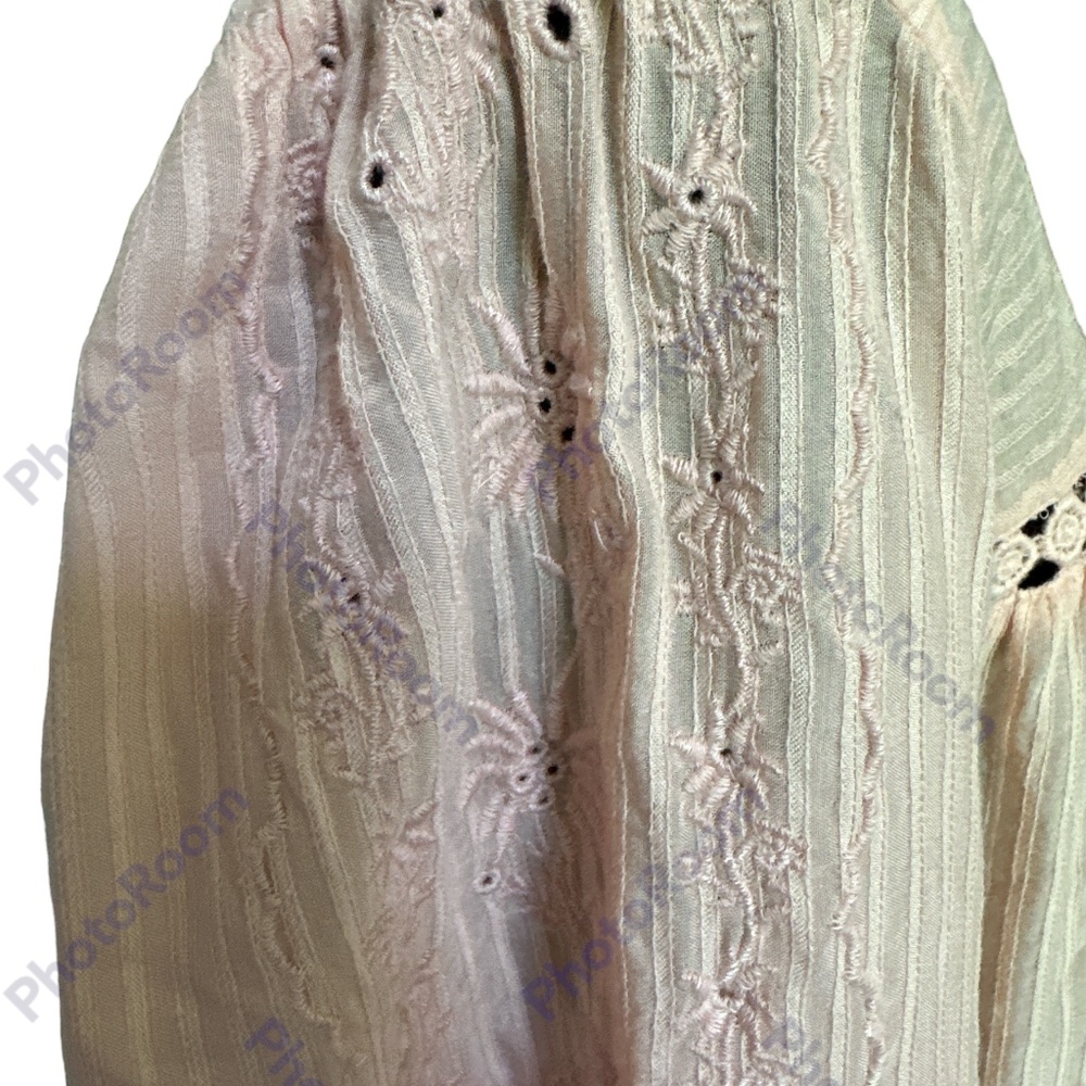 🧡$5 Bundled LOFT Peach Boho Lace Detail Long Sleeve Blouse - Picture 2 of 7